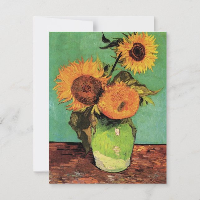 Trois tournesols dans un vase par Vincent van Gogh (Devant)
