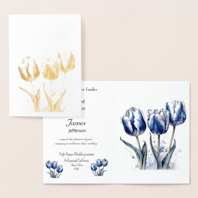 Trois tulipes, invitation de mariage en aluminium (Affichage)