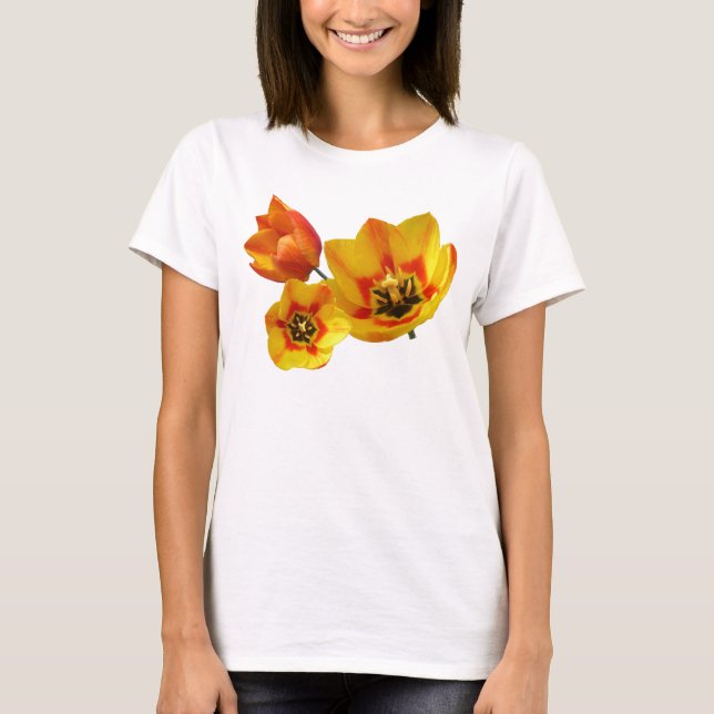 Trois Tulipes jaunes et oranges cercles T-shirt To (Devant)