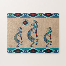 Trois Turquoise Sud-Ouest Kokopelli Jigsaw Puzzle