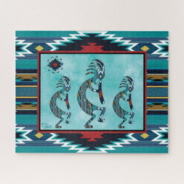 Trois Turquoise Sud-Ouest Kokopelli Jigsaw Puzzle (Horizontal)