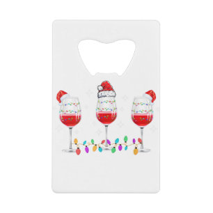 Trois verres de vin Lumières de Noël Santa Hat X