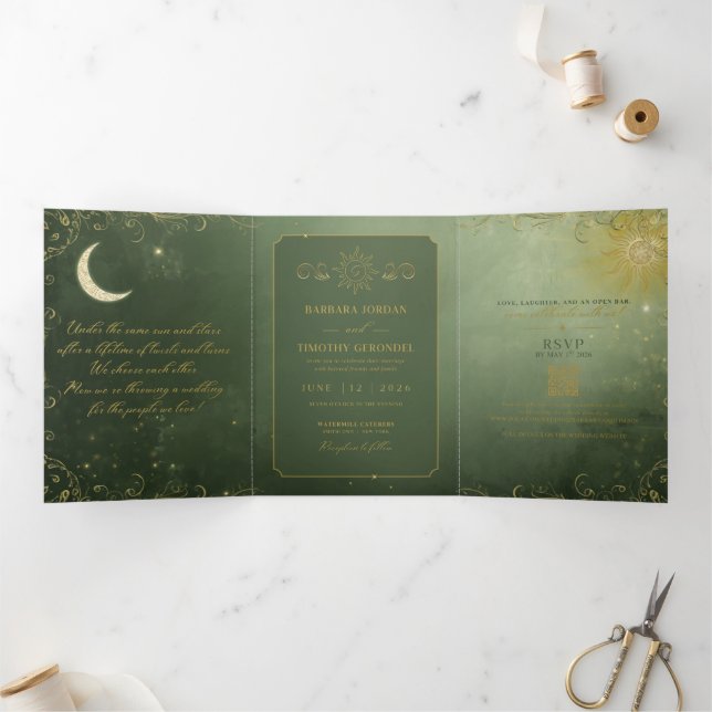 Trois Volets Barbara + Tim Trifold Wedding Invitation R12 (Intérieur)