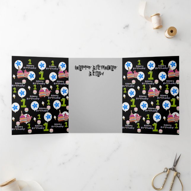 Trois Volets Bonne Carte d'anniversaire, #1 Anniversaire Noir (Intérieur)