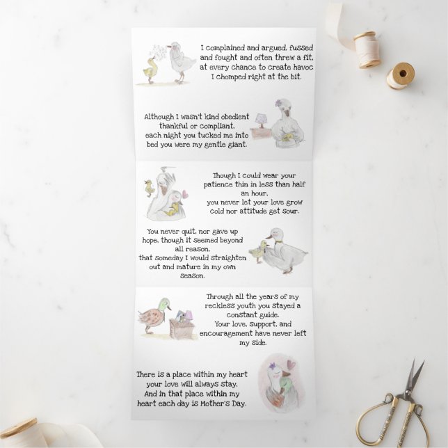 Trois Volets Carte de fête de la mère (du fils) (Intérieur)