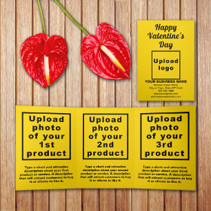 Trois Volets Carte de Saint-Valentin professionnelle jaune plié