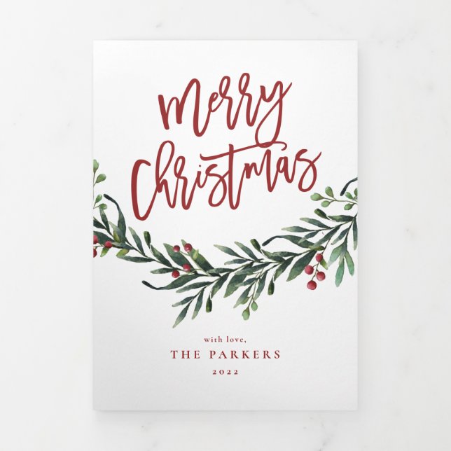 Trois Volets Carte dépliante moderne de Noël avec photo (Page de couverture)