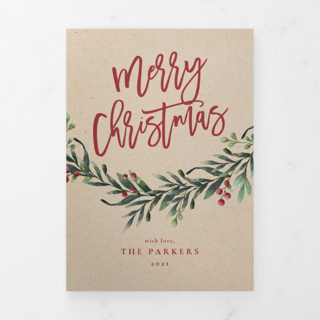 Trois Volets Carte dépliante moderne pour photo de Noël (Page de couverture)