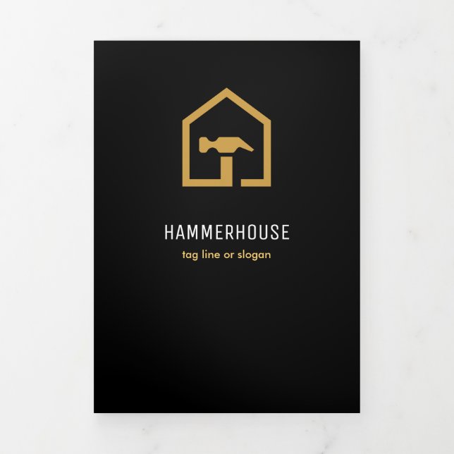Trois Volets Carte pliable de construction moderne noire et dor (Page de couverture)