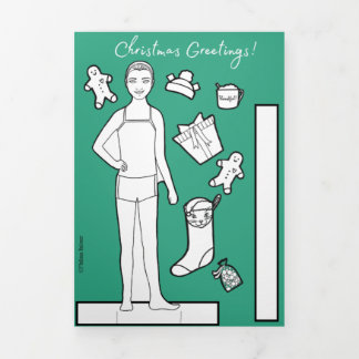 Trois Volets Carte poupée papier de Noël #1 de 5 po x 7 po