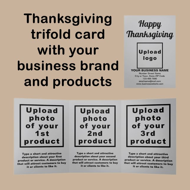 Trois Volets Carte triplée Gray de Thanksgiving Business (Créateur téléchargé)