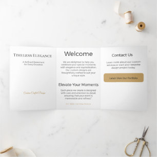 Trois Volets Carte Triptyque Design Minimaliste Élégant Neutre