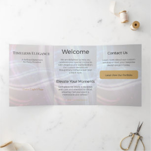 Trois Volets Carte Triptyque Design Minimaliste Élégant Neutre
