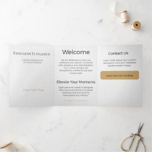 Trois Volets Carte Triptyque Design Minimaliste Élégant Neutre