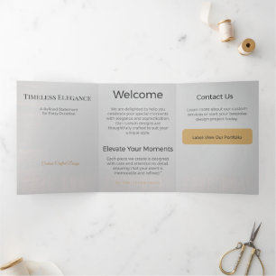 Trois Volets Carte Triptyque Design Minimaliste Élégant Neutre