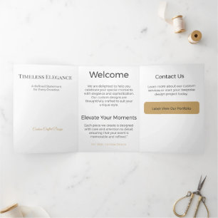Trois Volets Carte Triptyque Design Minimaliste Élégant Neutre