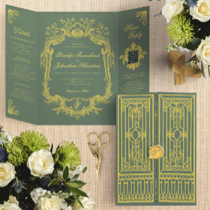 Trois Volets Élégante invitation de mariage à la porte royale v