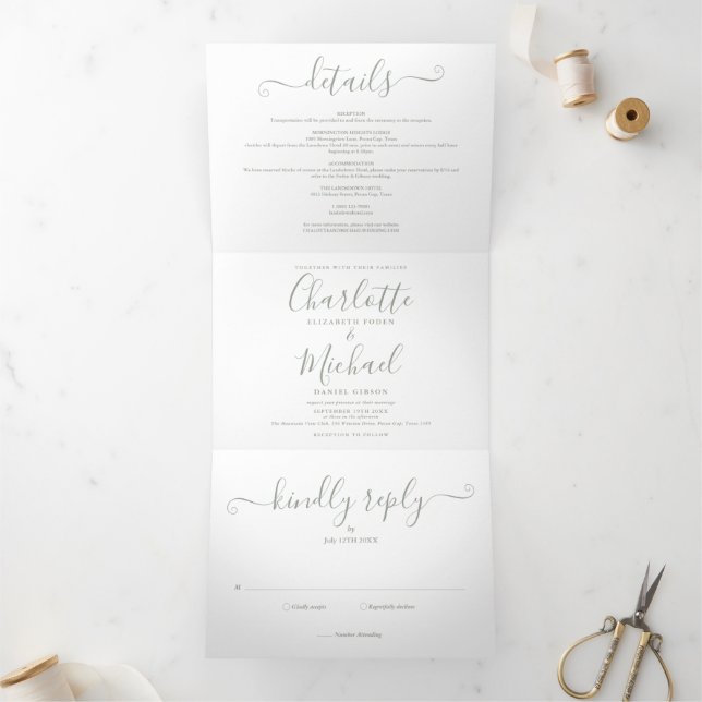 Trois Volets  Élégante invitation de mariage photo de style mod (Intérieur)