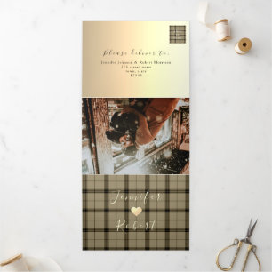 Trois Volets Faux Or Invitation De Mariage D'Hiver Tripliée