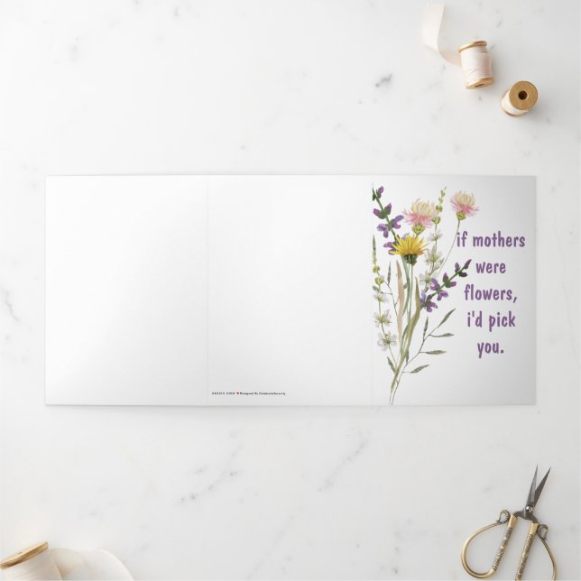 Trois Volets Floral Carte de fête de la mère personnalisée (Extérieur)