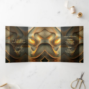 Trois Volets Flower Gold Sweet moderne 16 Party Invitation