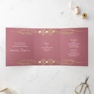 Trois Volets Glam Gold Quinceanera Party Invitation
