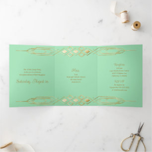 Trois Volets Glam Gold Quinceanera Party Invitation