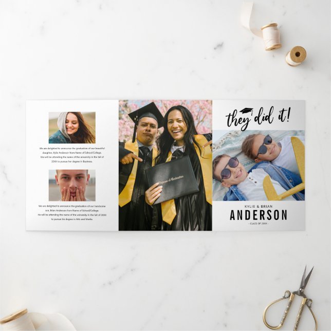 Trois Volets Invitation à la fête de photos de double remise de (Extérieur)