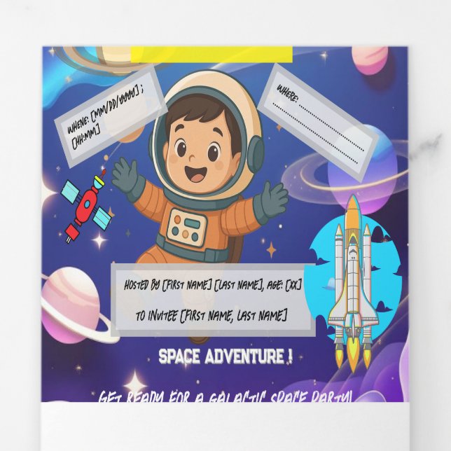 Trois Volets Invitation d'anniversaire de l'aventure spatiale - (Rabat)