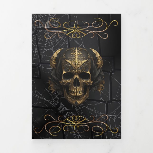 Trois Volets Invitation de la fête d'Halloween du crâne et de l (Page de couverture)