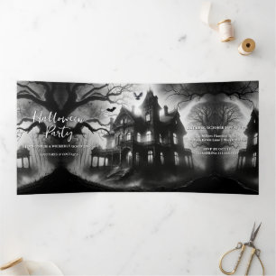 Trois Volets Invitation de la fête d'Halloween du Manoir de Mac