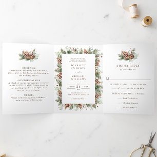 Trois Volets Invitation de mariage trifold d'hiver