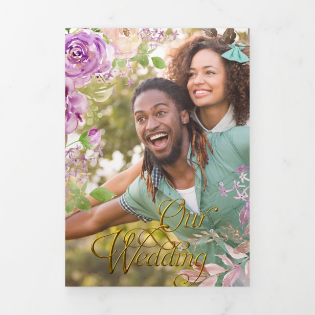 Trois Volets Invitation de mariage Trifold Lilac Rose (Page de couverture)