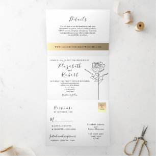Trois Volets Invitation de mariage triptyque simple et élégante
