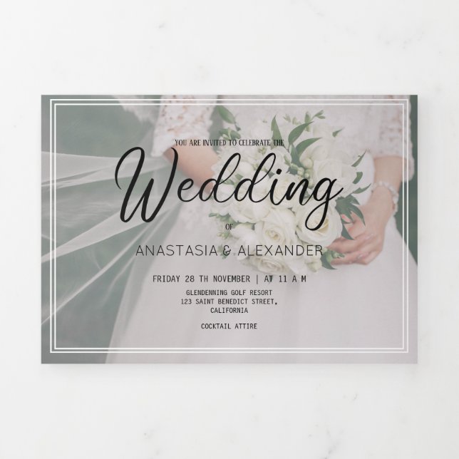 Trois Volets Invitation du budget du MARIAGE PHOTO. (Page de couverture)