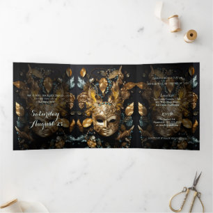 Trois Volets Invitation du Masquerade Ball Quinceanera Party