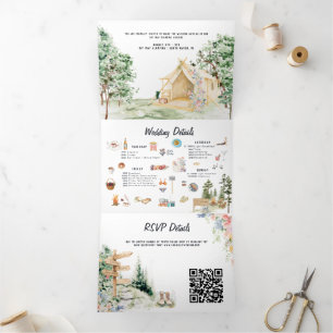Trois Volets Invitation pliable triptyque de mariage rustique e