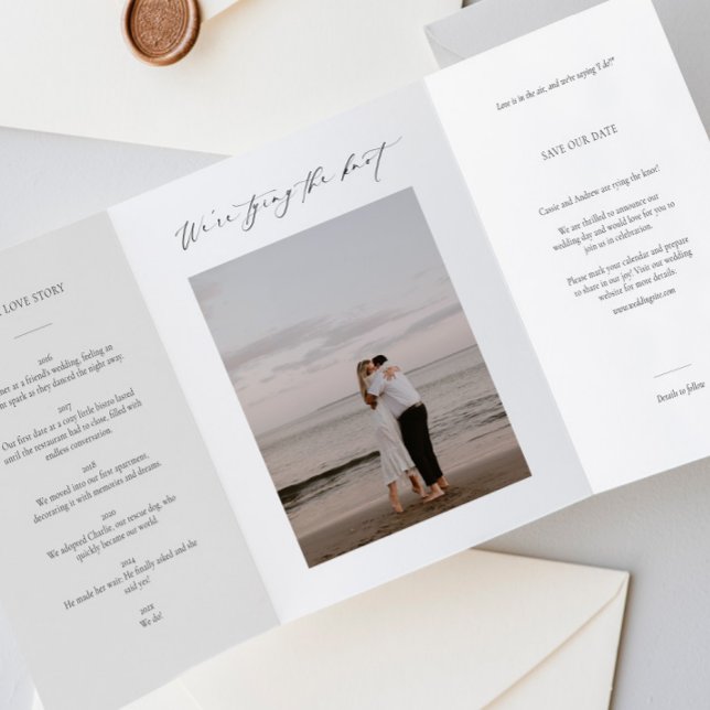 Trois Volets Invitation "Save the Date" Triptyque avec Photo (Créateur téléchargé)