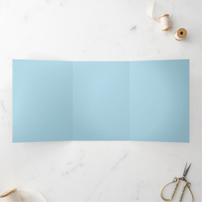 Trois Volets Invitation Triptyque Élégante Bleu Clair Simple (Intérieur)