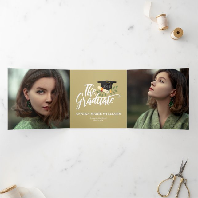 Trois Volets Le Faire-part Tri-Fold Multi Photo Graduate (Intérieur)