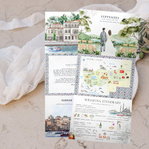 Trois Volets Mariage à Istanbul, Turquie Invitation pliable e