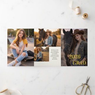 Trois Volets Modern Six Photo Unisex Graduation Invitation |