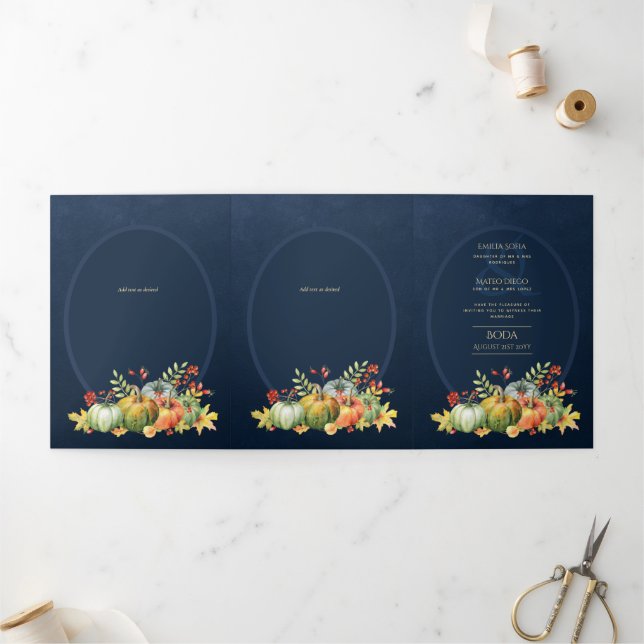 Trois Volets Nuestra Boda 6 pages Mariage espagnol Invitation (Extérieur)