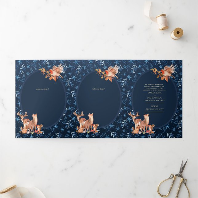Trois Volets Nuestra Boda 6 pages Mariage espagnol Invitation (Extérieur)