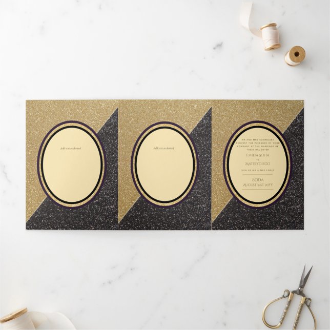 Trois Volets Nuestra Boda 6 pages Mariage espagnol Invitation (Extérieur)