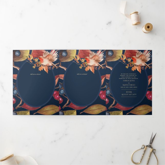 Trois Volets Nuestra Boda 6 pages Mariage espagnol Invitation (Extérieur)