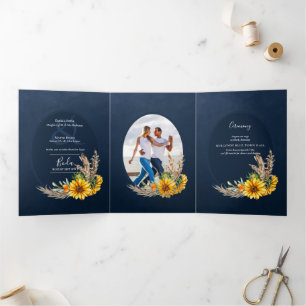 Trois Volets Nuestra Boda 6 pages Sunflower Mariage Invitation