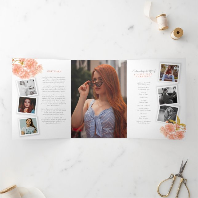 Trois Volets Programme de services funéraires photo de fleur de (Intérieur)