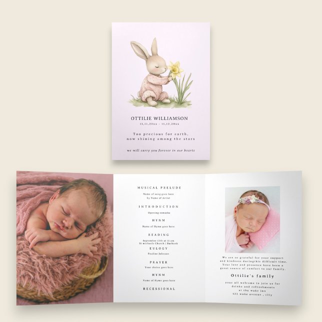 Trois Volets Programme funéraire "Lapin adorable "Brillant parm (Créateur téléchargé)