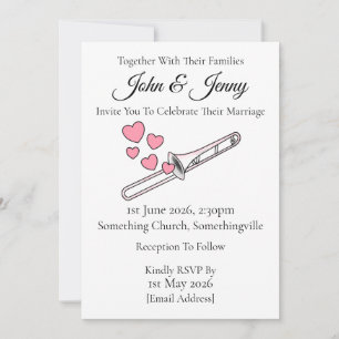 Trombone Faire-part de mariage musiciens en laiton